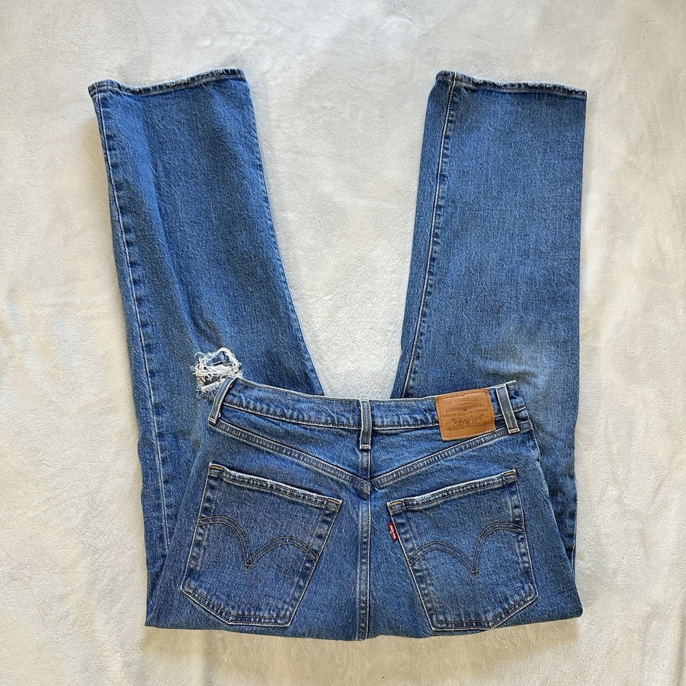 Levis Premium 501 Ribcage Straight Men's Blue Jean Big E Bottom Up Size W30xL27